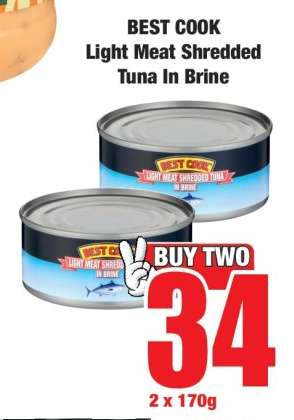 BEST COOK Light Meat Shredded Tuna In Brine