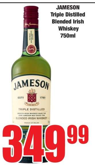 Jameson Triple Distilled Blended Irish Whiskey 750ml