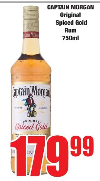 CAPTAIN MORGAN ORIGINAL SPICED GOLD RUM 750ml