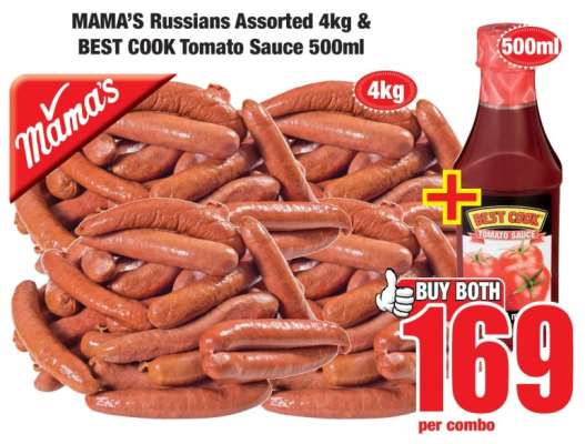 MAMA'S Russians Assorted 4kg & BEST COOK Tomato Sauce 500ml
