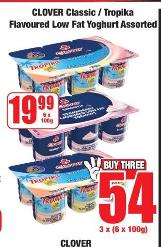CLOVER Classic / Tropika Flavoured Low Fat Yoghurt Assorted