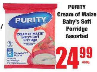 PURITY Cream of Maize Baby's Soft Porridge Assorted