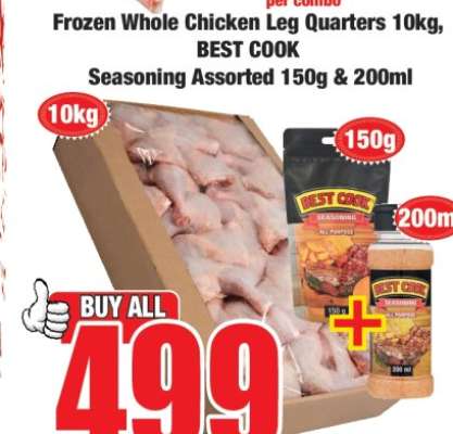 Frozen Whole Chicken Leg Quarters 10kg, BEST COOK Seasoning Assorted 150g & 200ml