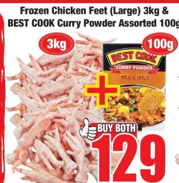 Frozen Chicken Feet (Large) 3kg & BEST COOK Curry Powder Assorted 100g