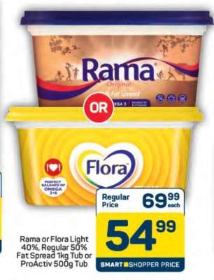 Rama or Flora Light Fat Spread