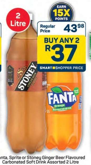 Fanta, Sprite or Stoney Ginger Beer Flavoured Carbonated Soft Drink