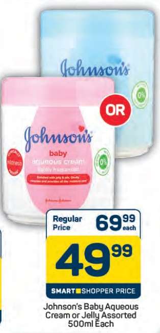 Johnson's Baby Aqueous Cream or Jelly Assorted 500ml Each