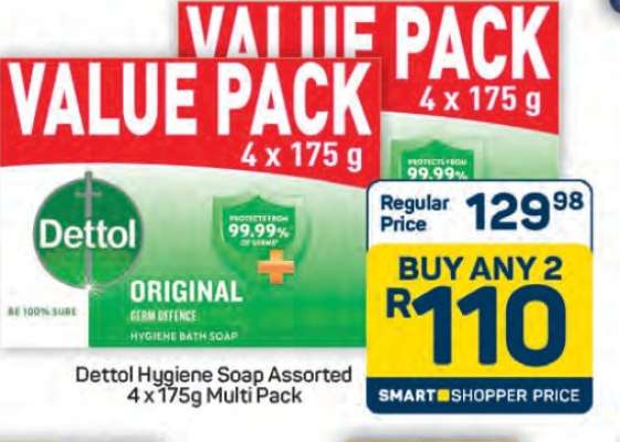 Dettol Hygiene Soap Assorted 4 x 175g Multi Pack