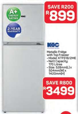 Metallic Fridge with Top Freezer