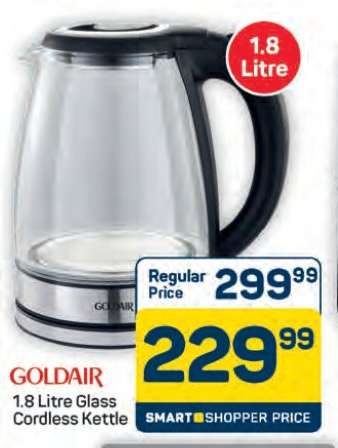 Goldair 1.8 Litre Glass Cordless Kettle