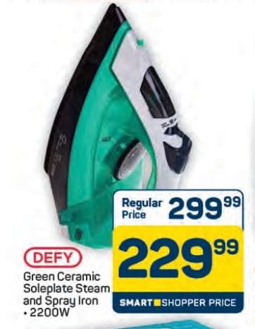 DEFY Green Ceramic Soleplate Steam and Spray Iron