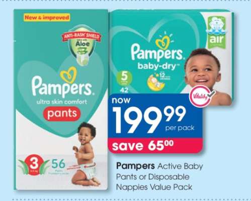 Pampers Active Baby Pants or Disposable Nappies Value Pack