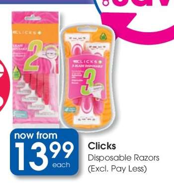 Clicks Disposable Razors (Excl. Pay Less)