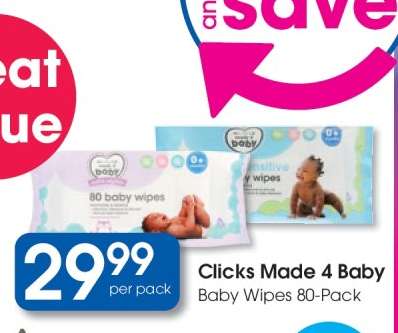 Clicks Made 4 Baby Baby Wipes 80-Pack