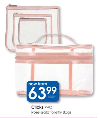 Clicks PVC Rose Gold Toiletry Bags