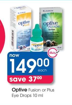 Optive Fusion or Plus Eye Drops 10 ml