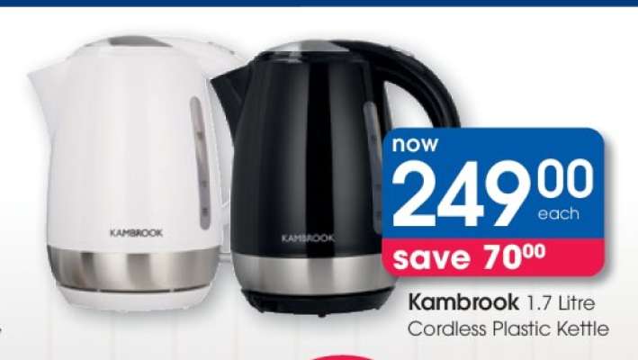 Kambrook 1.7 Litre Cordless Plastic Kettle