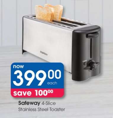 Safeway 4-Slice Stainless Steel Toaster