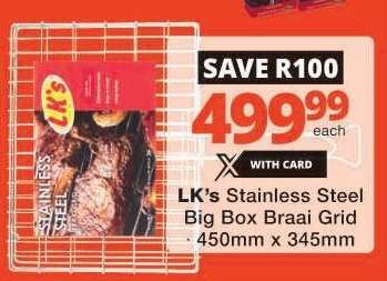 LK's Stainless Steel Big Box Braai Grid