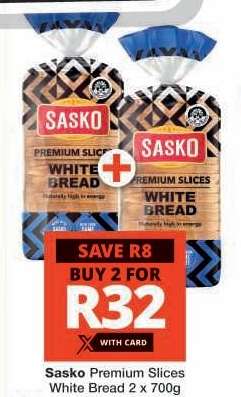 Sasko Premium Slices White Bread 2 x 700g