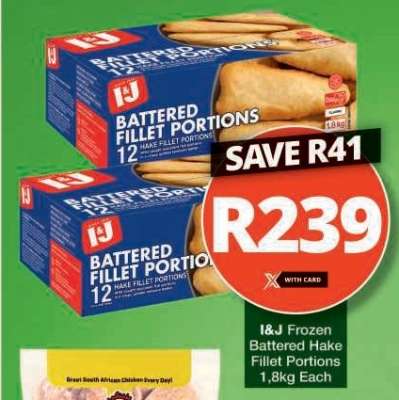 I&J Frozen Battered Hake Fillet Portions