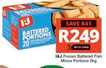 I&J Frozen Battered Fish Mince Portions 2kg