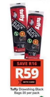 Tuffy Drawstring Black Bags