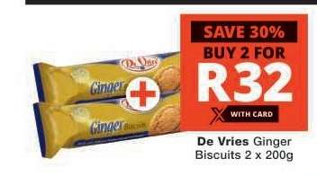 De Vries Ginger Biscuits 2 x 200g