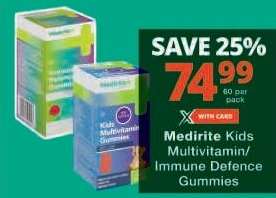 Medirite Kids Multivitamin/Immune Defence Gummies