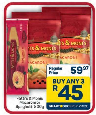 Fatti's & Monis Macaroni or Spaghetti 500g