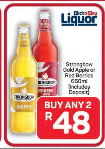 Strongbow Gold Apple or Red Berries 660ml