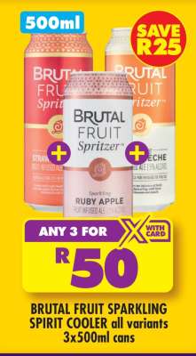 BRUTAL FRUIT SPARKLING SPIRIT COOLER all variants 3x500ml cans