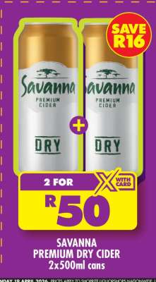 SAVANNA PREMIUM DRY CIDER 2x500ml cans