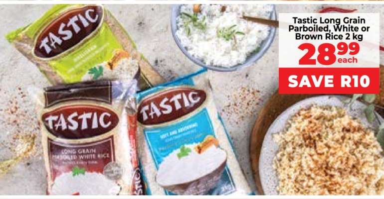 Tastic Long Grain Parboiled White or Brown Rice 2 kg