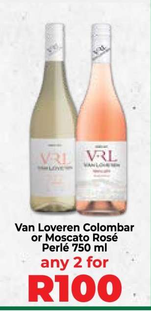 Van Loveren Colombar or Moscato Rosé Perlé 750 ml