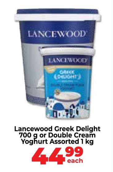 Lancewood Greek Delight or Double Cream Yoghurt Assorted