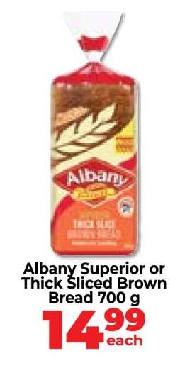Albany Superior or Thick Sliced Brown Bread 700 g