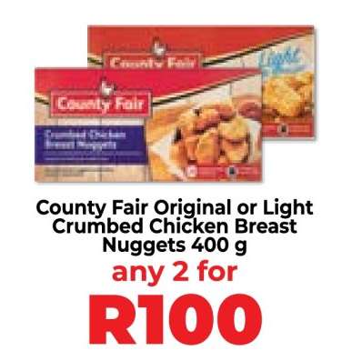 County Fair Original or Light Crumbed Chicken Breast Nuggets 400 g