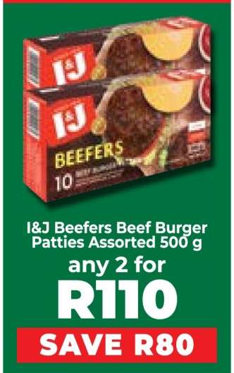 I&J Beefers Beef Burger Patties Assorted 500 g