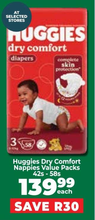 Huggies Dry Comfort Nappies Value Packs 42s - 58s