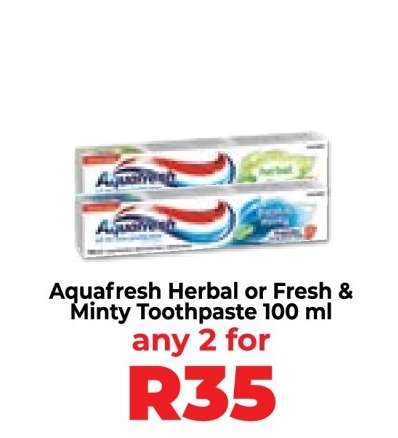 Aquafresh Herbal or Fresh & Minty Toothpaste