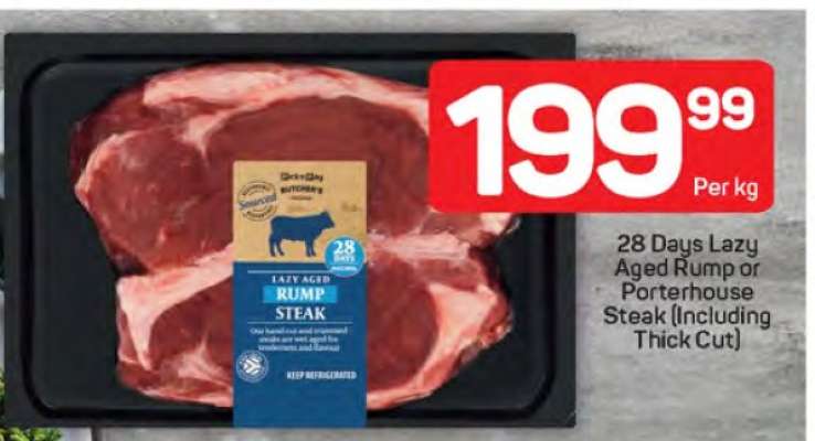 28 Days Lazy Aged Rump or Porterhouse Steak (Including Thick Cut)