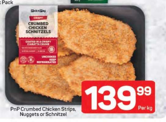PnP Crumbed Chicken Strips, Nuggets or Schnitzel