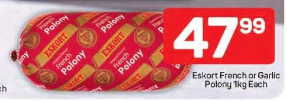 Eskort French or Garlic Polony 1kg Each