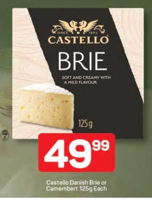 Castello Danish Brie or Camembert 125g Each