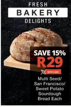 Multi Seed/San Francisco/Sweet Potato Sourdough Bread Each