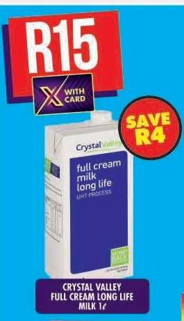 CRYSTAL VALLEY FULL CREAM LONG LIFE MILK 1ℓ