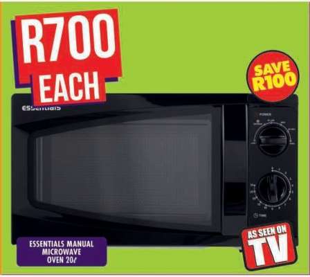 ESSENTIALS MANUAL MICROWAVE OVEN 20L