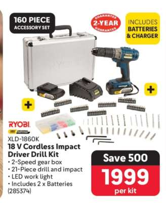 XLD-1860K 18 V Cordless Impact Driver Drill Kit