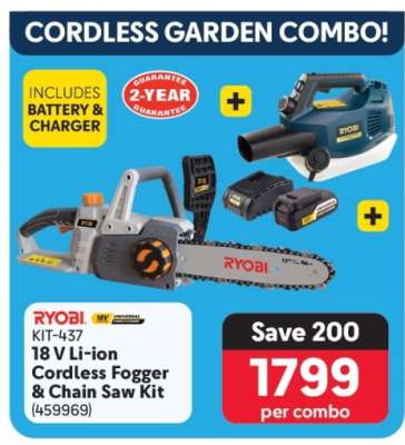 RYOBI KIT-437 18 V Li-ion Cordless Fogger & Chain Saw Kit